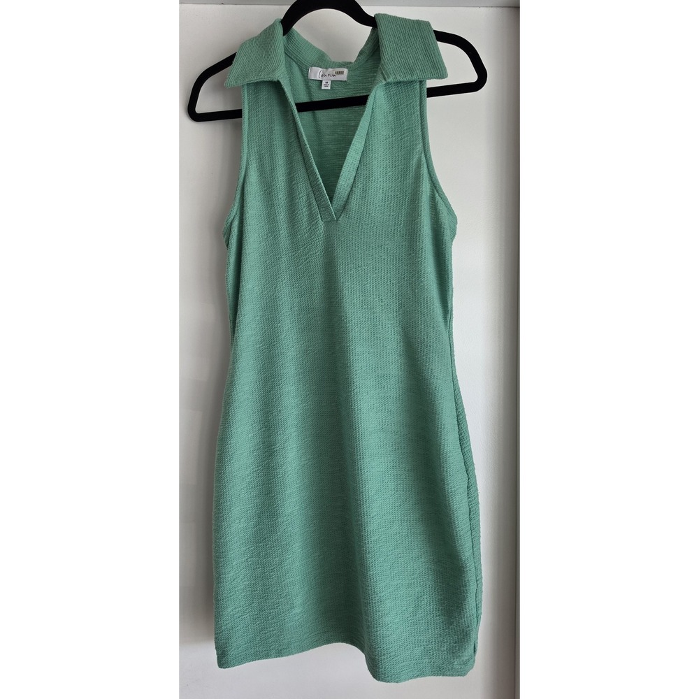 Louna Women's Collared‎ Ribbed Sleeveless Green Dress Size M